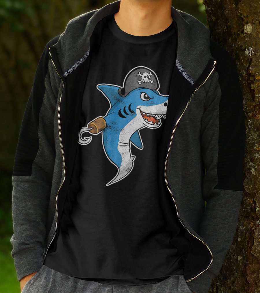 Pirate Shark With Hook And Pirate Hat T-Shirt
