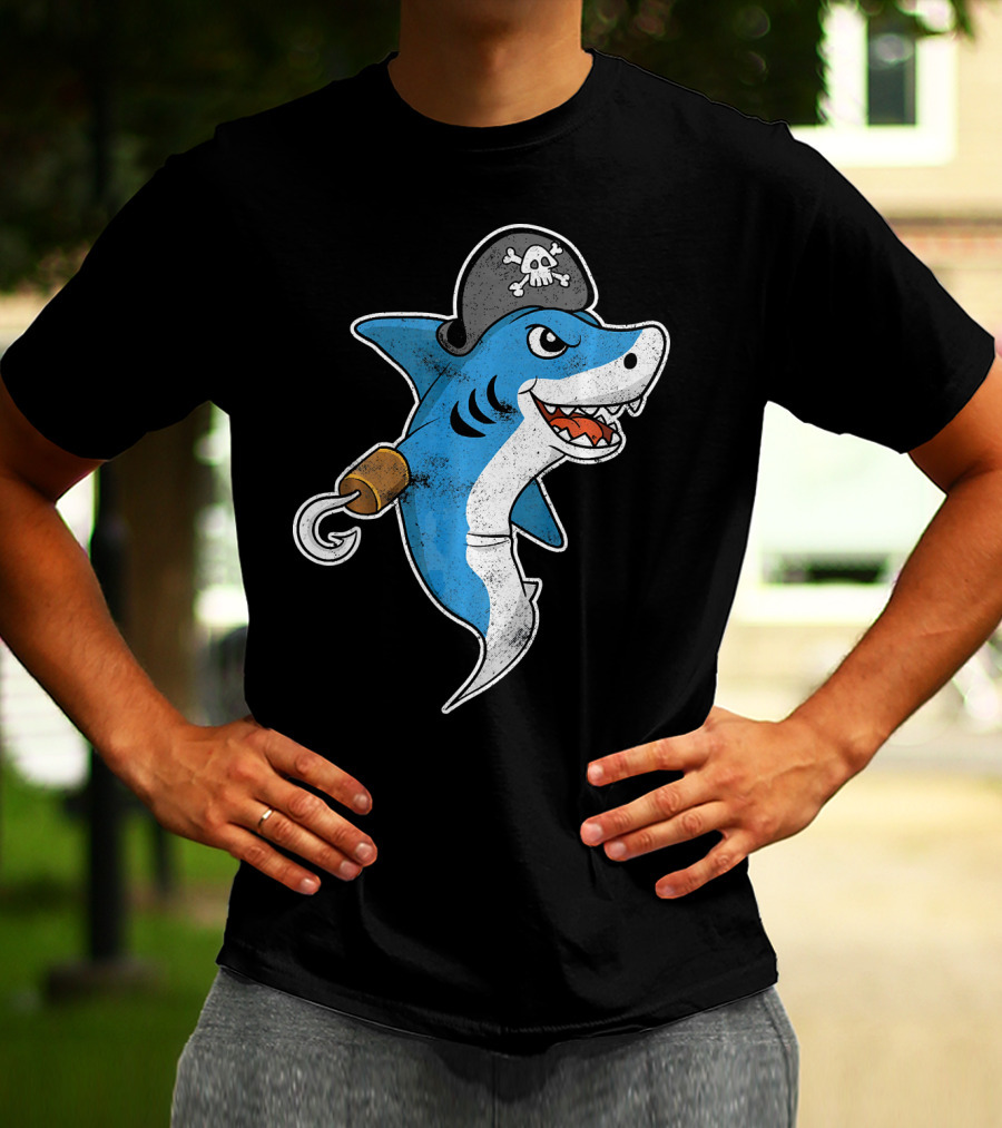 Pirate Shark With Hook And Pirate Hat T-Shirt
