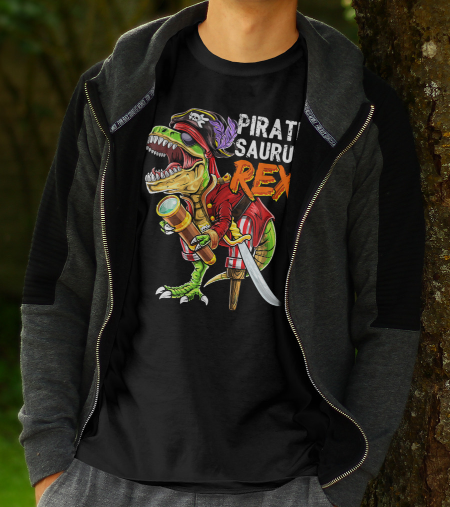 Pirate Saurus Rex Dinosaur Pirate Hat T-Shirt