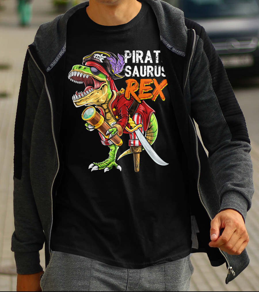 Pirate Saurus Rex Dinosaur Pirate Hat T-Shirt