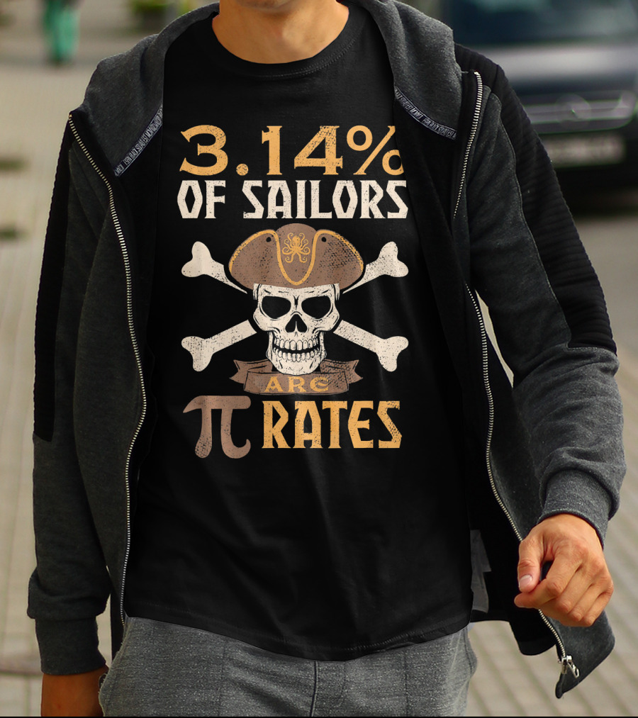 3.14% Of Sailors Are Pi Rates Math Geek Pirate Skull Crossbones T-Shirt