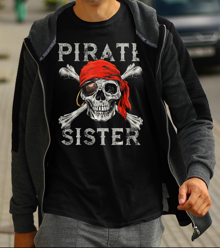 Pirate Sister Skull Jolly Roger Bandana T-Shirt