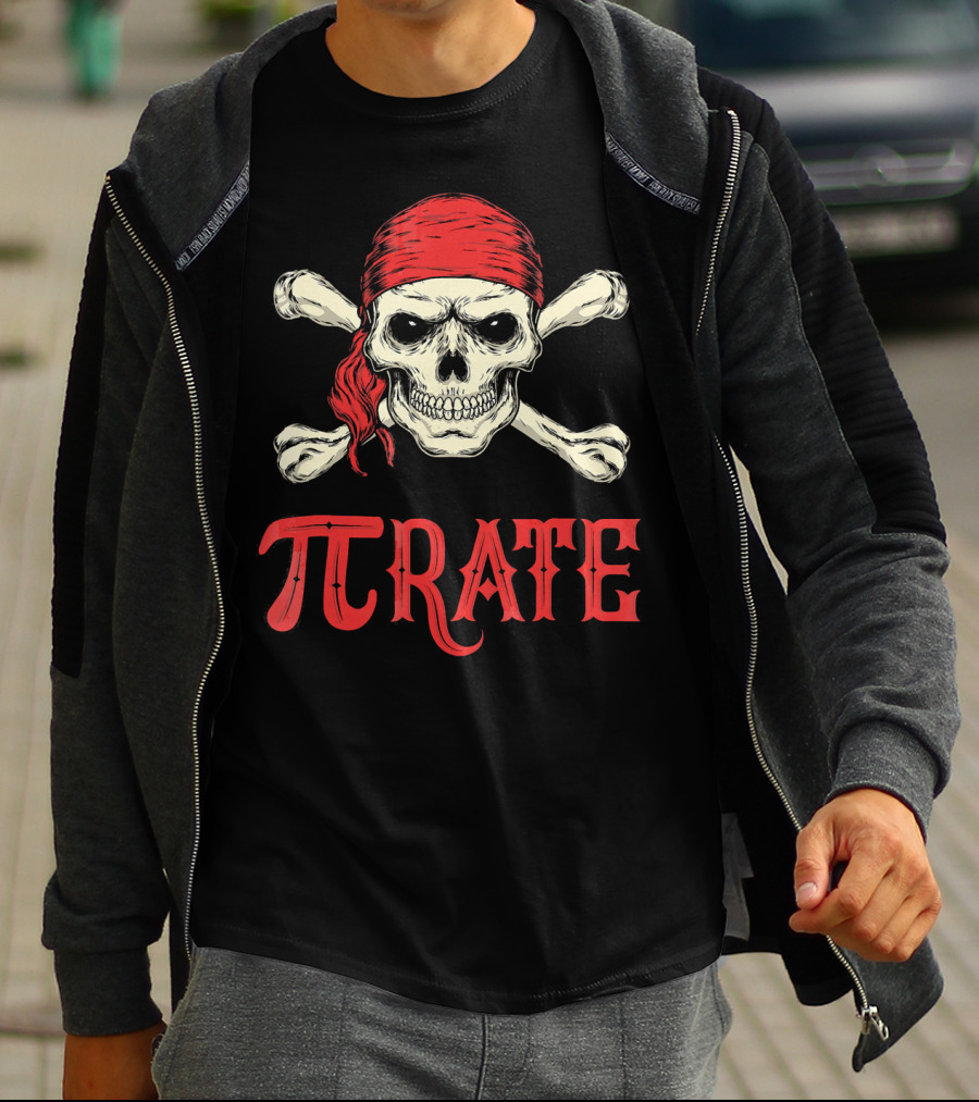 Pi Pirate Skull And Crossbones Captain T-Shirt