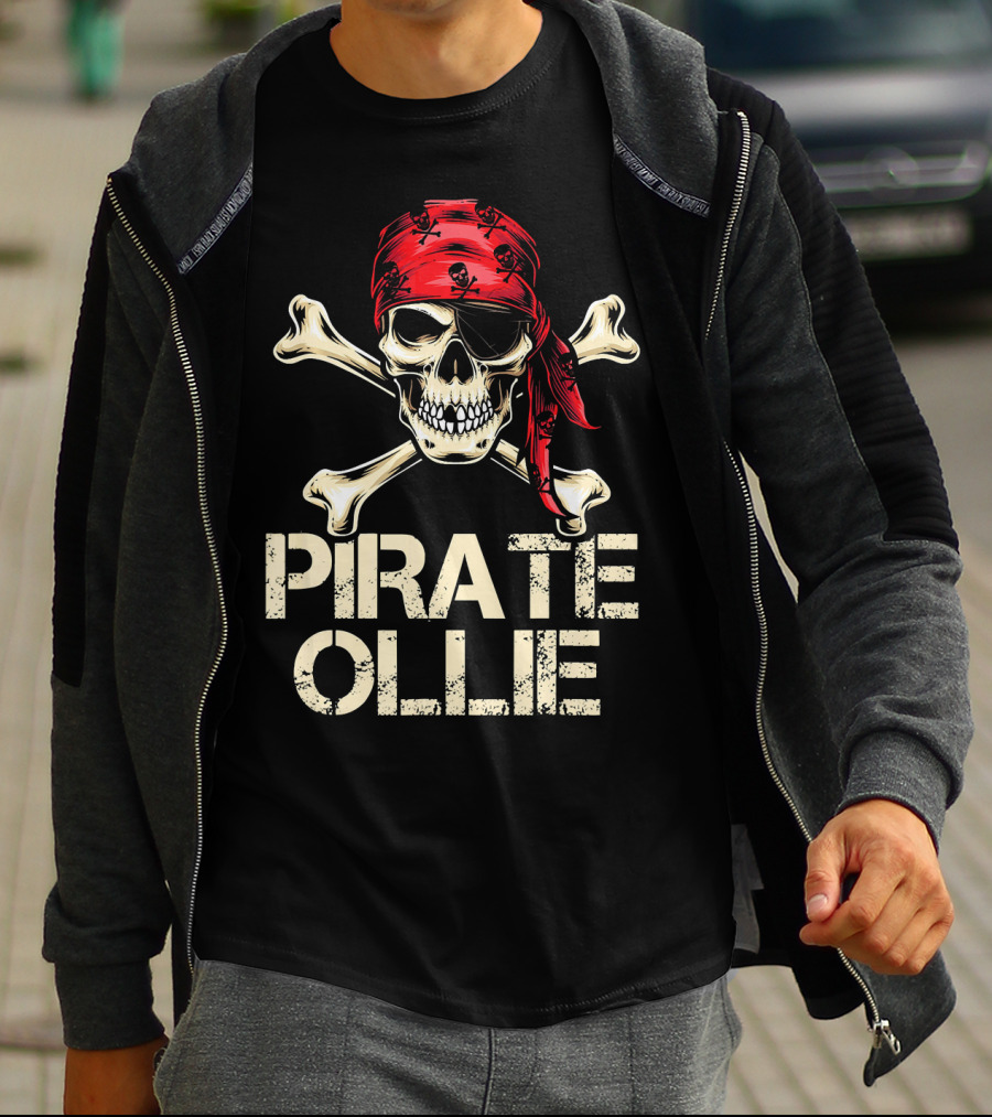 PIRATE OLLIE Skull Crossbones Red Bandana T-Shirt