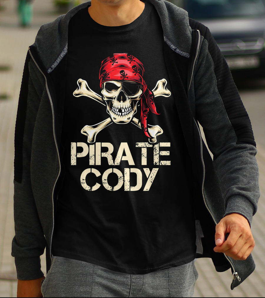 PIRATE CODY Skull Crossbones Red Bandana Birthday T-Shirt