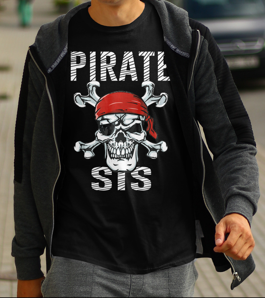 PIRATE SIS Skull Crossbones Red Bandana T-Shirt