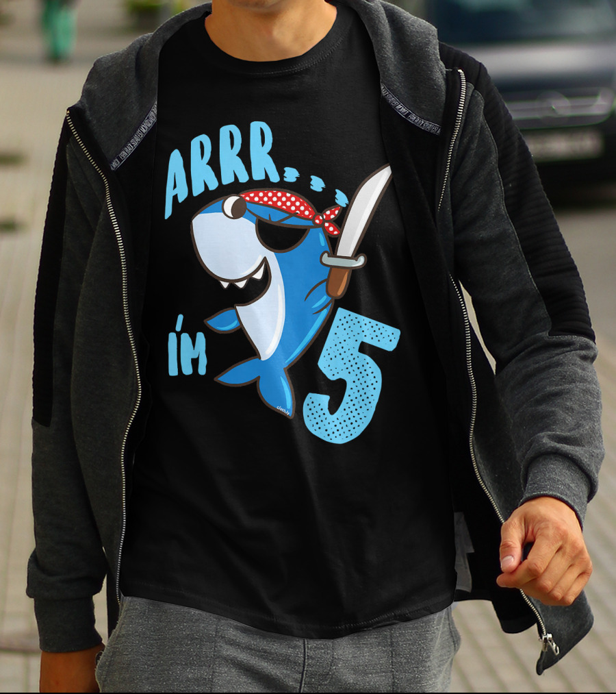ARRR I'm 5 Boys Shark Pirate Birthday Idea T-Shirt
