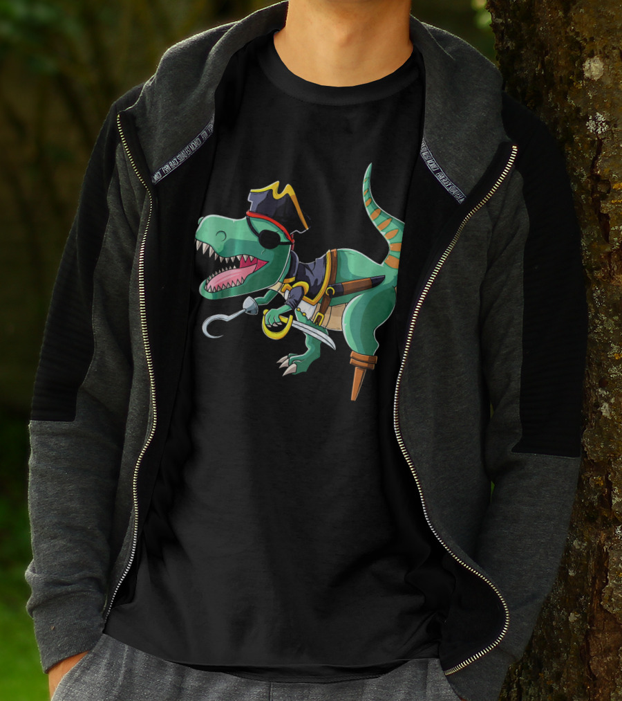 Pirate Rex Dinosaur With Hook And Peg Leg T-Shirt