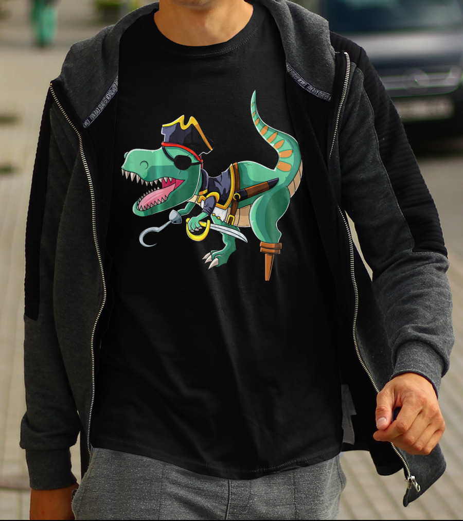 Pirate Rex Dinosaur With Hook And Peg Leg T-Shirt