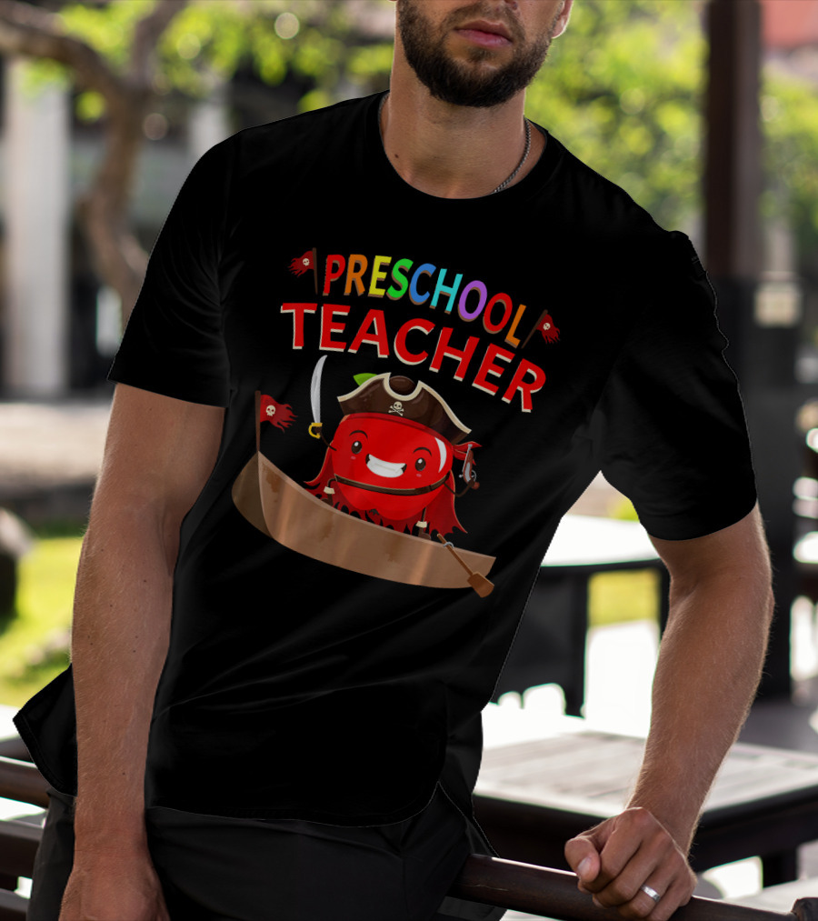 Preschool Teacher Pirate Apple Costume Halloween T-Shirt