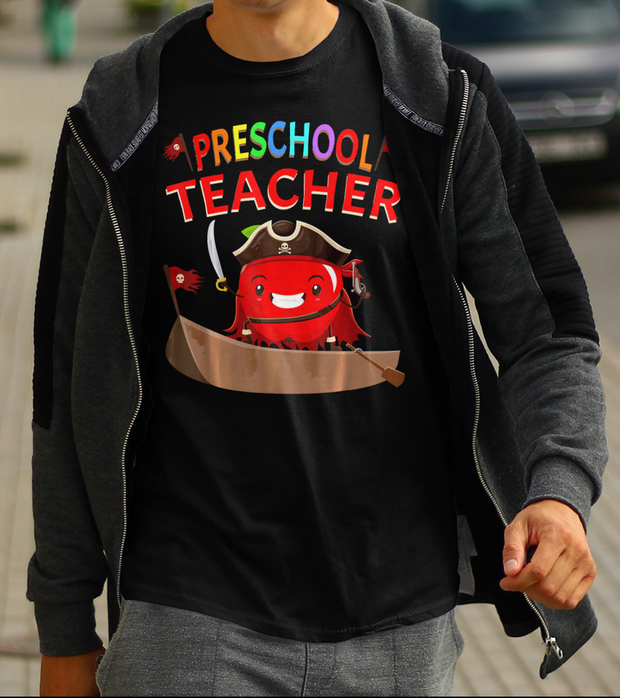 Preschool Teacher Pirate Apple Costume Halloween T-Shirt