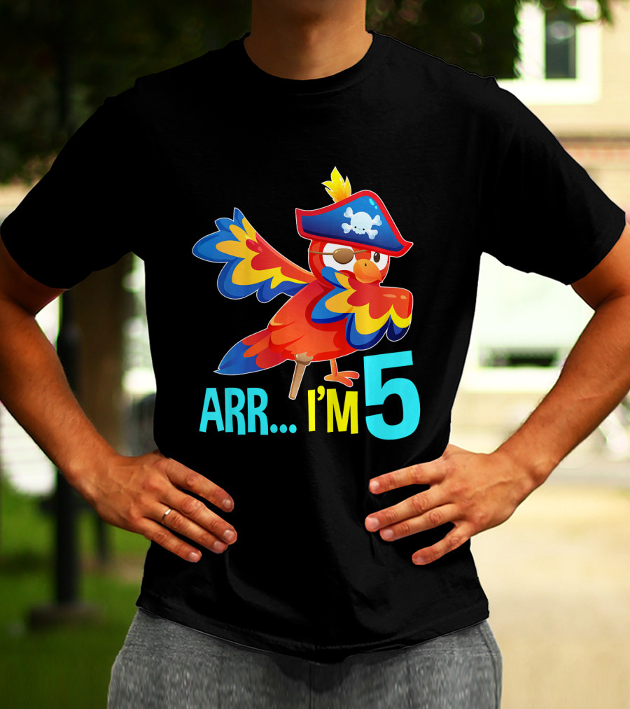 Arr I'm 5 Dabbing Parrot Pirate Kids T-Shirt