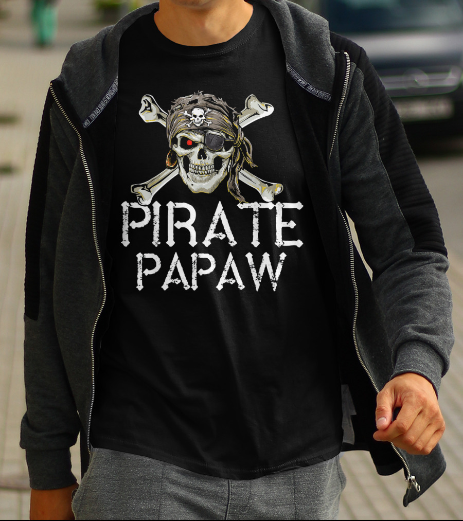 Pirate Papaw Skull Crossbones Eyepatch Bandana T-Shirt