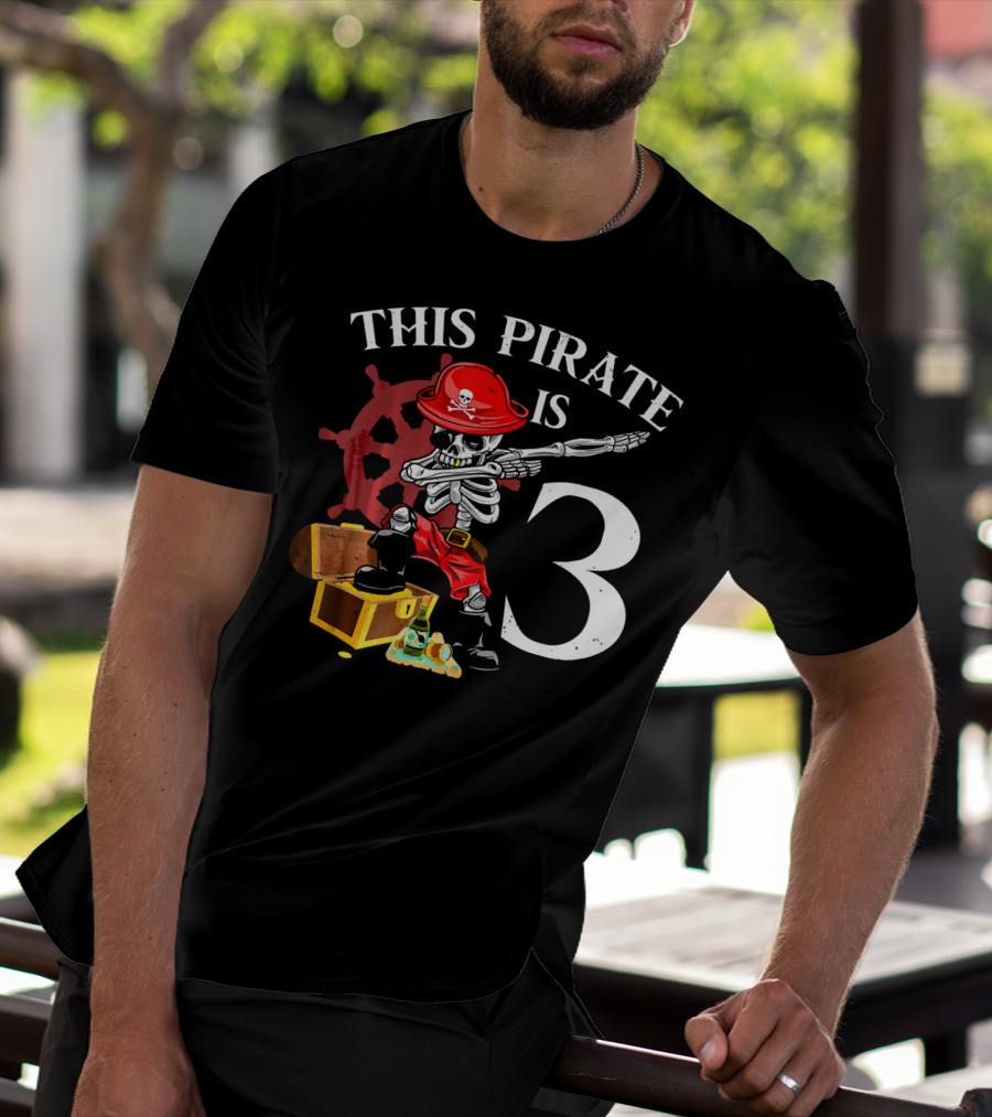 This Pirate Is 3 Funny Dabbing Pirate Birthday T-Shirt