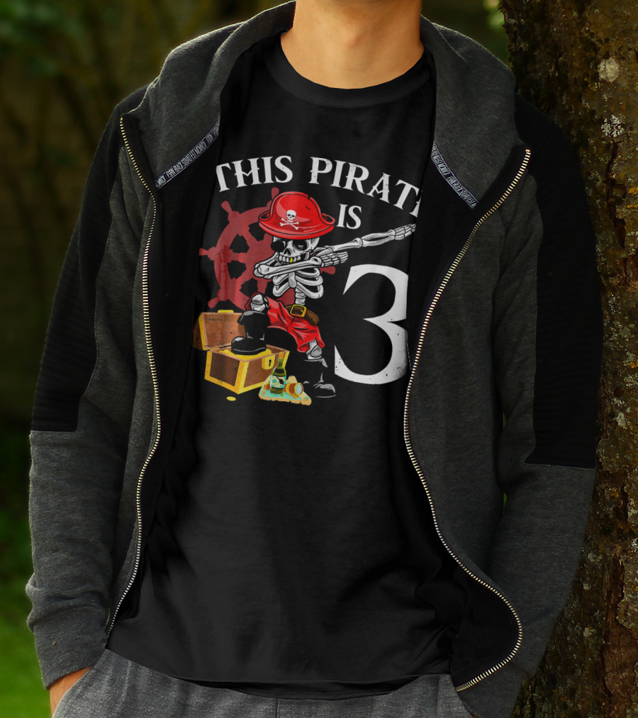 This Pirate Is 3 Funny Dabbing Pirate Birthday T-Shirt