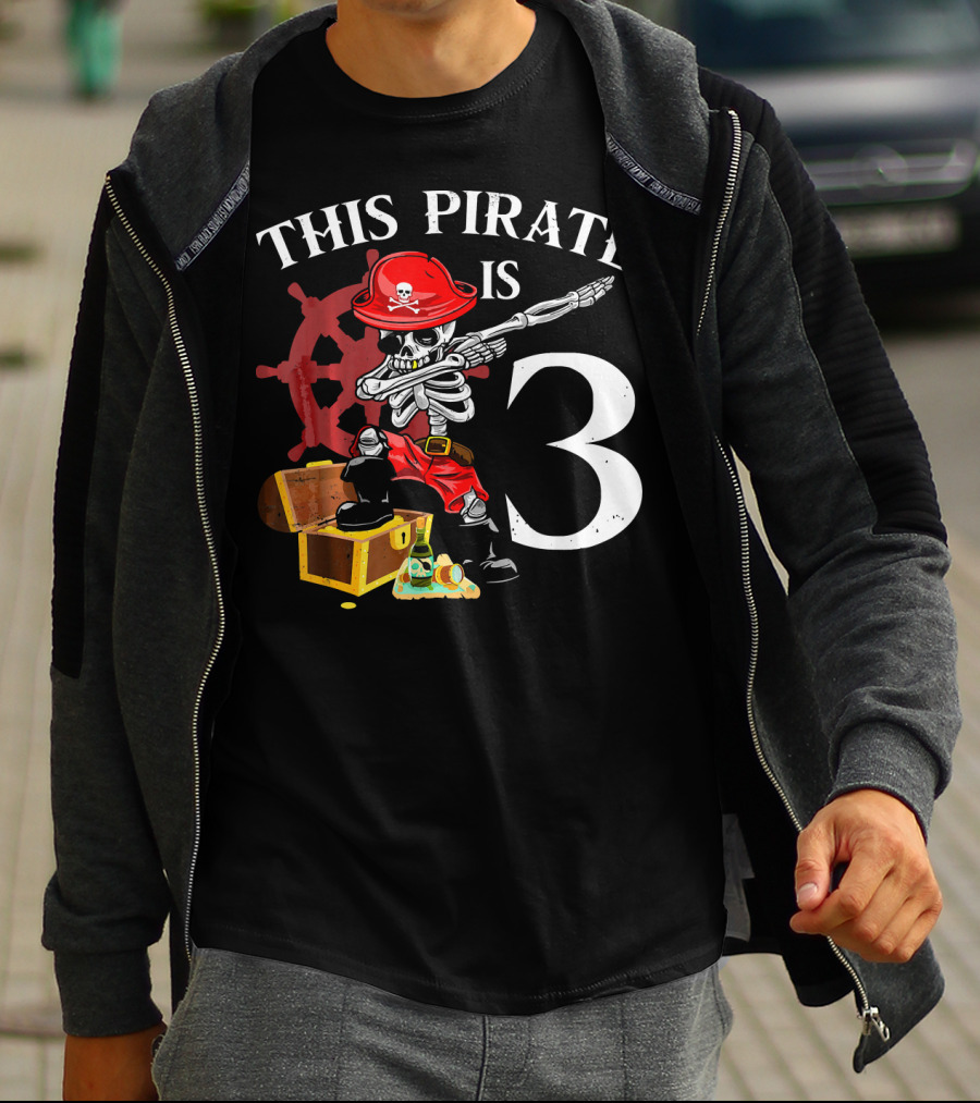 This Pirate Is 3 Funny Dabbing Pirate Birthday T-Shirt