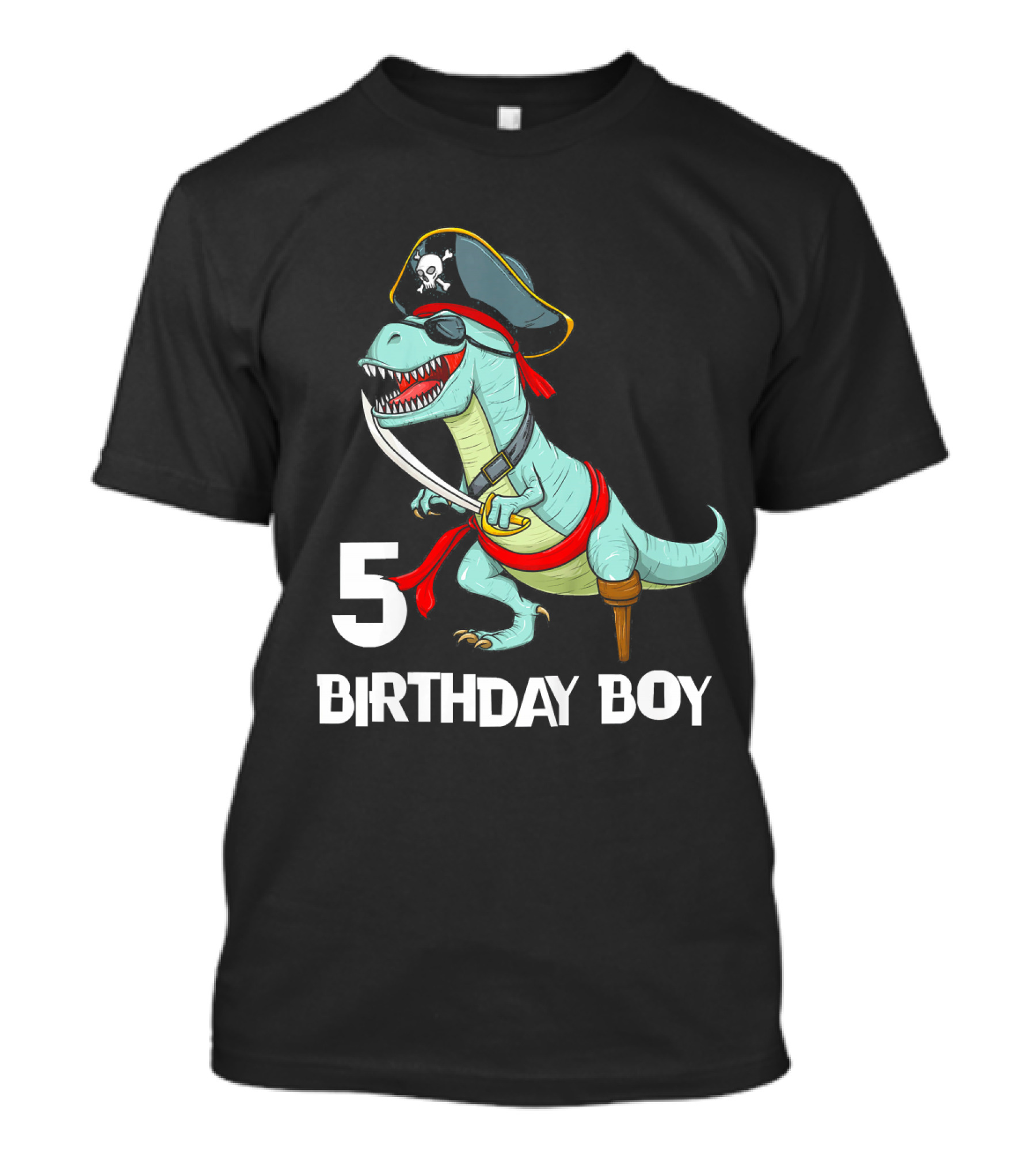 5 Birthday Boy Kids Pirate Dinosaur Rex Tyrannosaurus T-Shirt