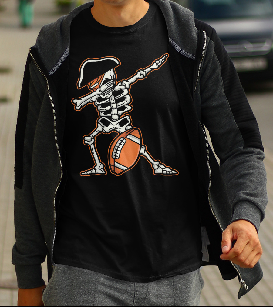 Dabbing Skeleton Pirate With Football Cool T-Shirt