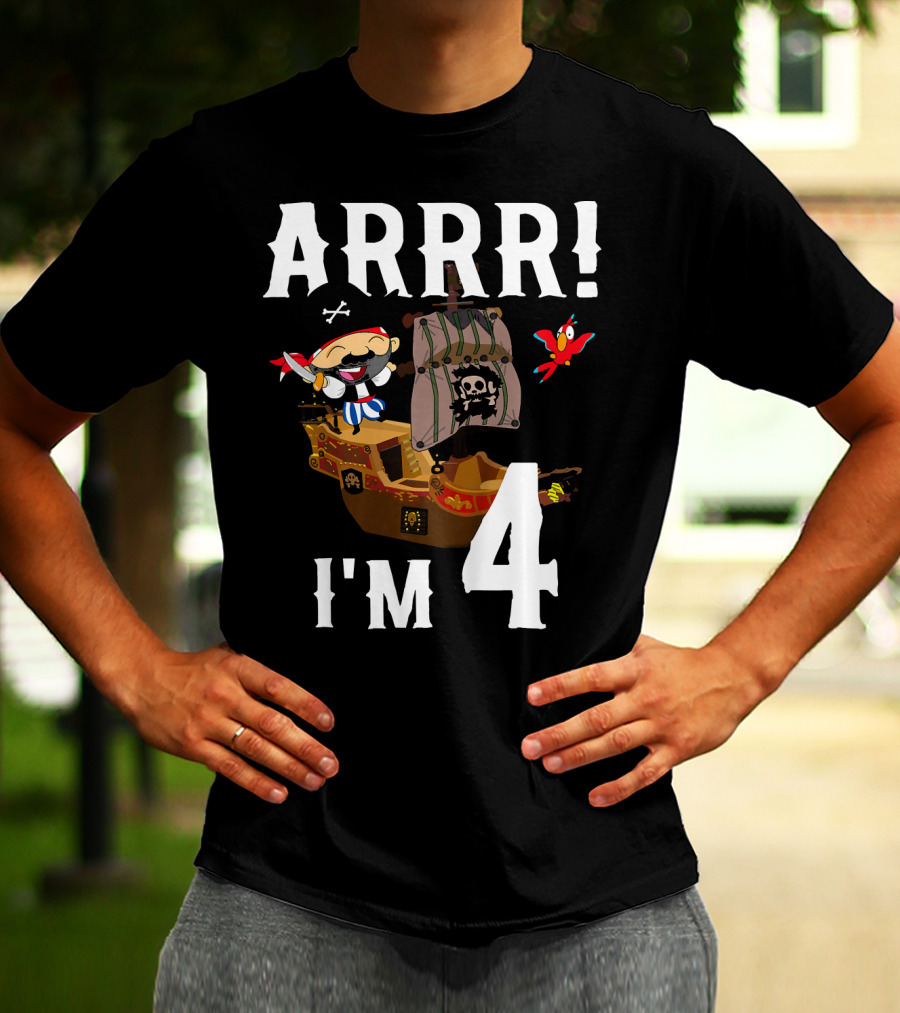 ARRR I'm 4 Pirate Birthday Kids T-Shirt