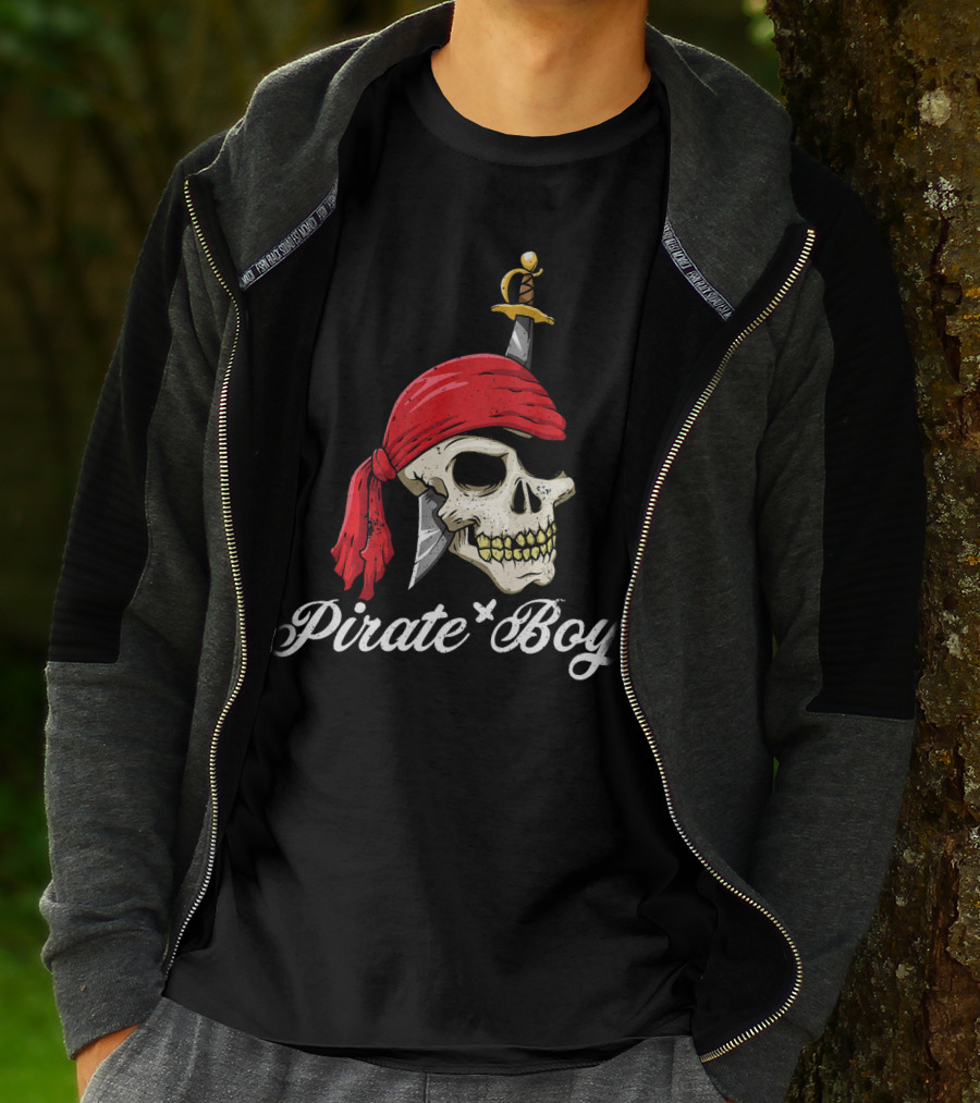 Pirate Boy Funny Jolly Roger Skull And Crossbone T-Shirt
