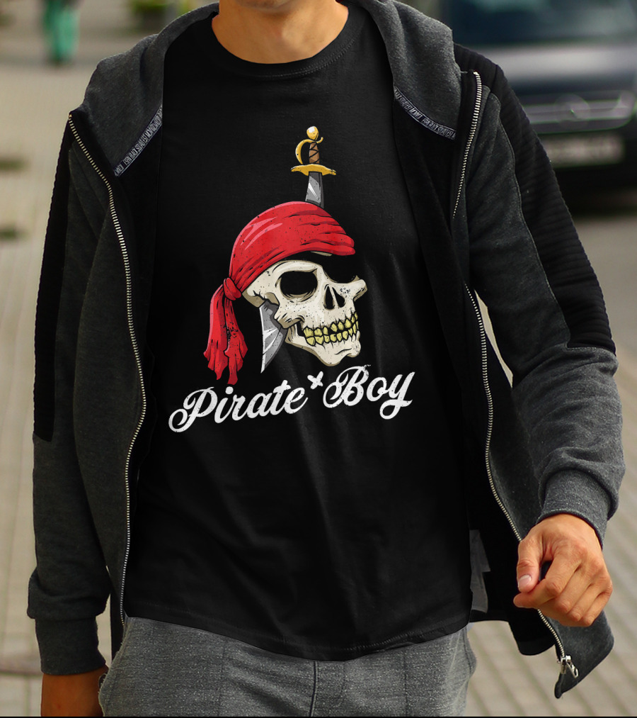 Pirate Boy Funny Jolly Roger Skull And Crossbone T-Shirt
