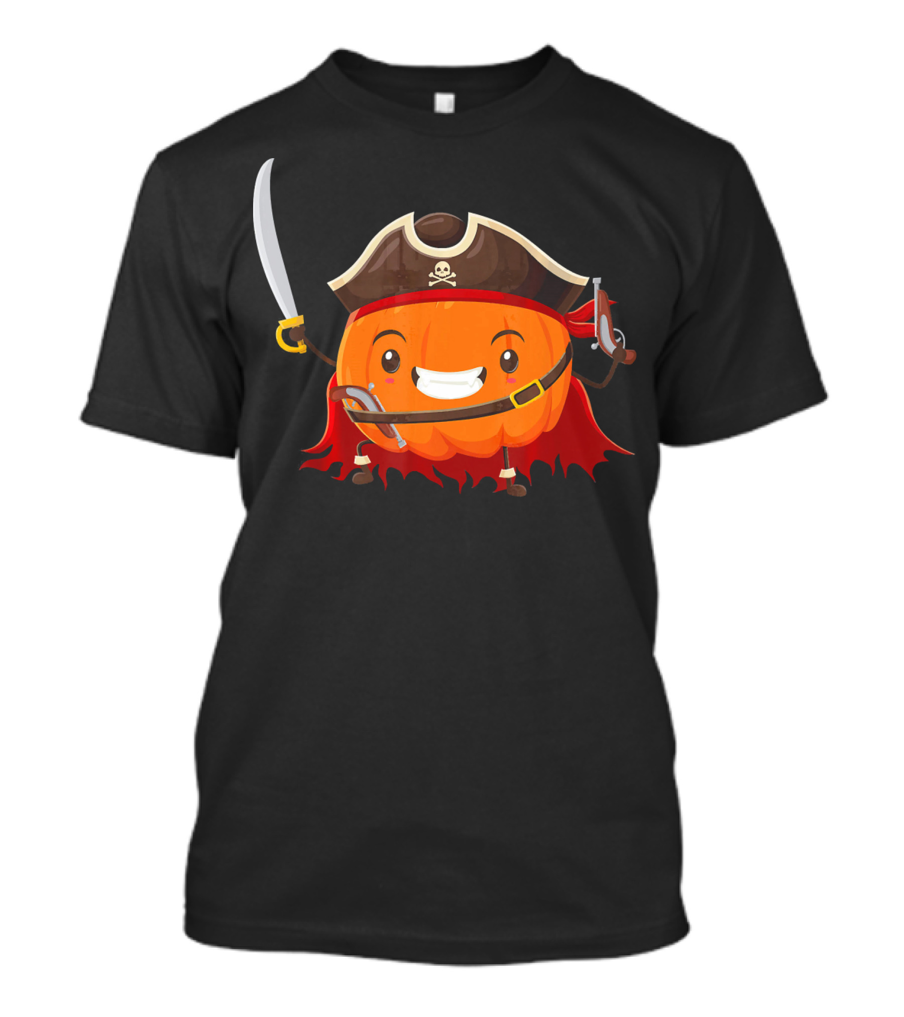 Pirate Pumpkin Halloween Costume Party With Sword And Pirate Hat T-Shirt