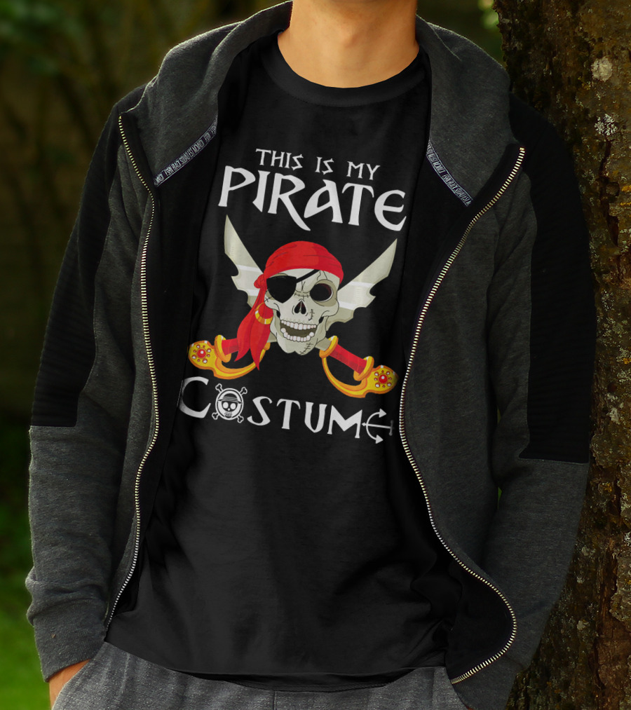This Is My Pirate Costume Skull With Swords And Eyepatch T-Shirt