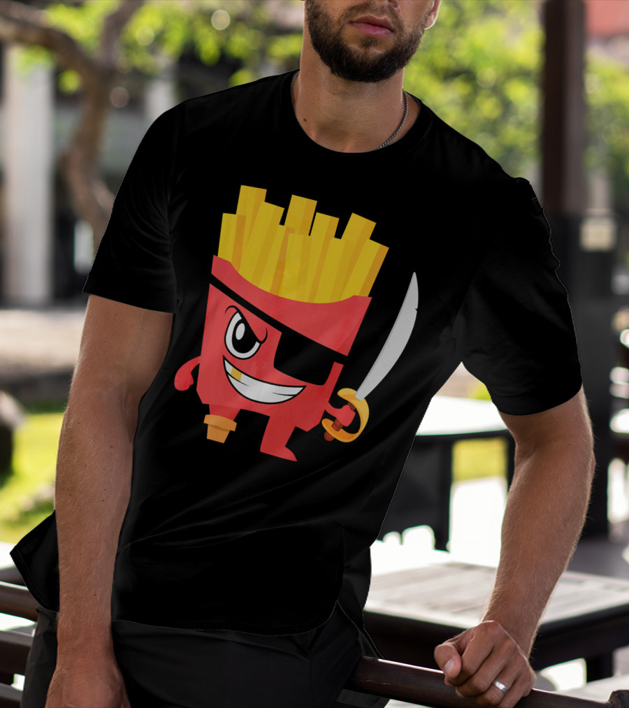 Pirate French Fry Box With Eyepatch And Sword T-Shirt