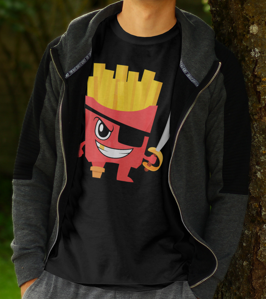 Pirate French Fry Box With Eyepatch And Sword T-Shirt