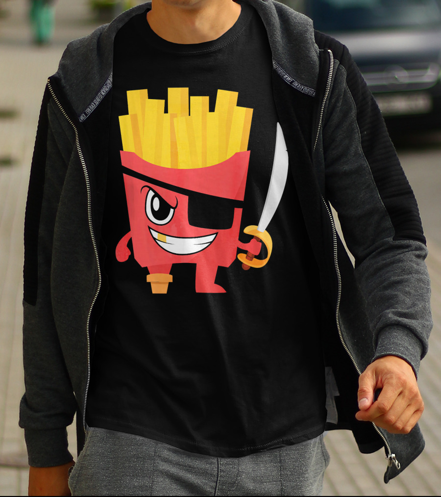 Pirate French Fry Box With Eyepatch And Sword T-Shirt