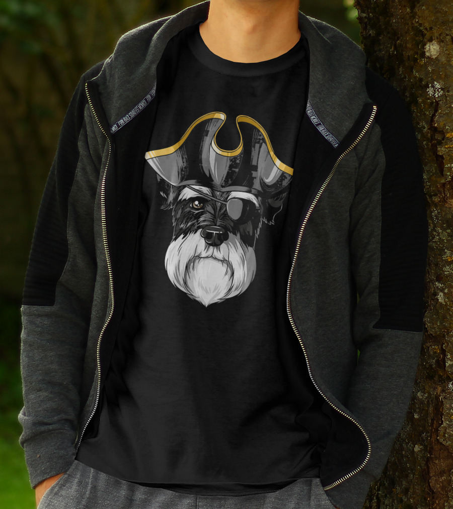 Pirate Schnauzer With Eyepatch And Pirate Hat T-Shirt