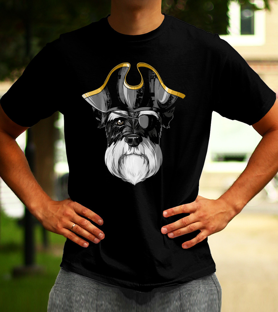 Pirate Schnauzer With Eyepatch And Pirate Hat T-Shirt