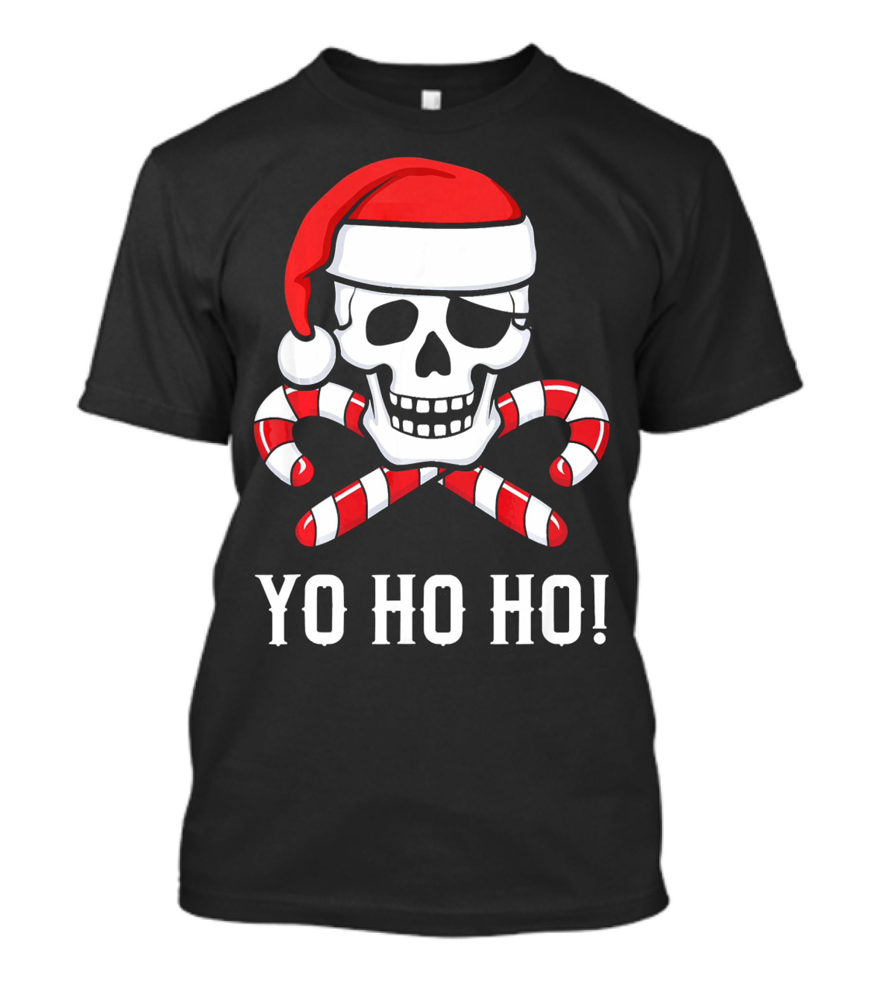 Yo Ho Ho Santa Pirate Skull Candy Canes T-Shirt