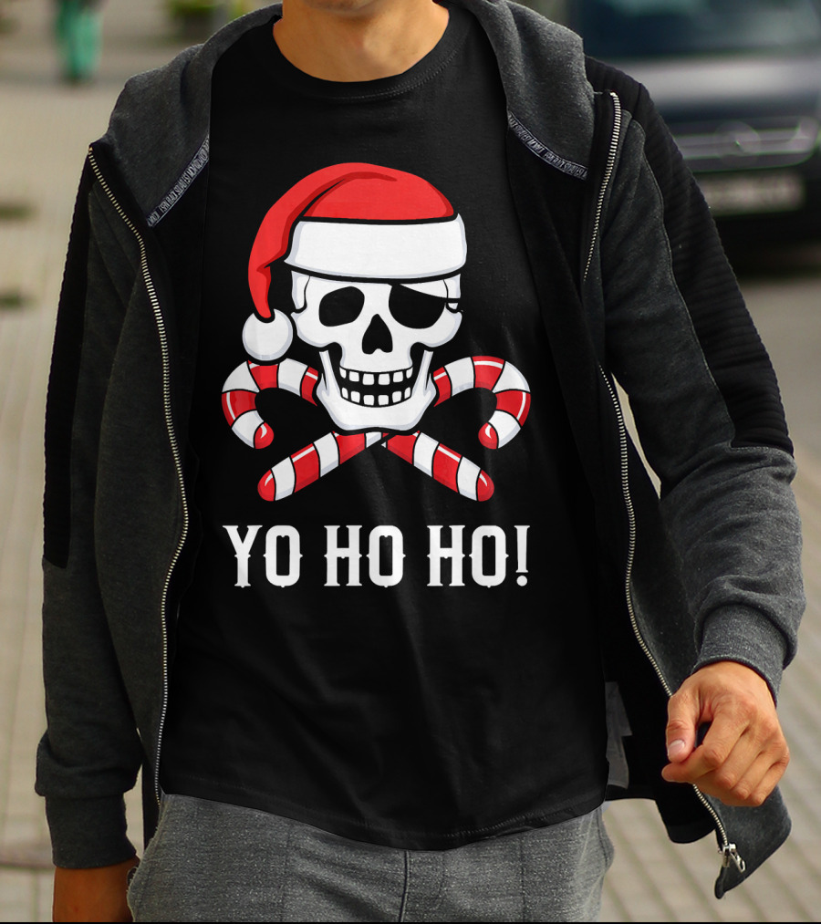 Yo Ho Ho Santa Pirate Skull Candy Canes T-Shirt