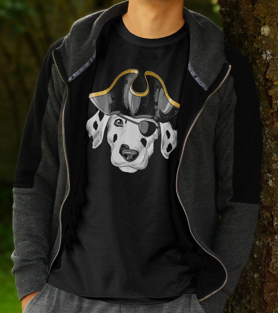 Pirate Dalmatian Eyepatch Tricorn Hat Dalmatian T-Shirt