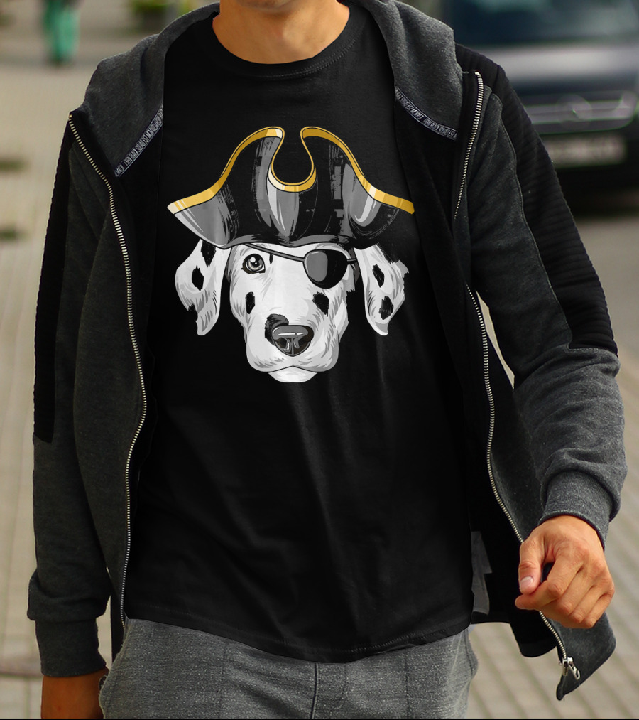 Pirate Dalmatian Eyepatch Tricorn Hat Dalmatian T-Shirt