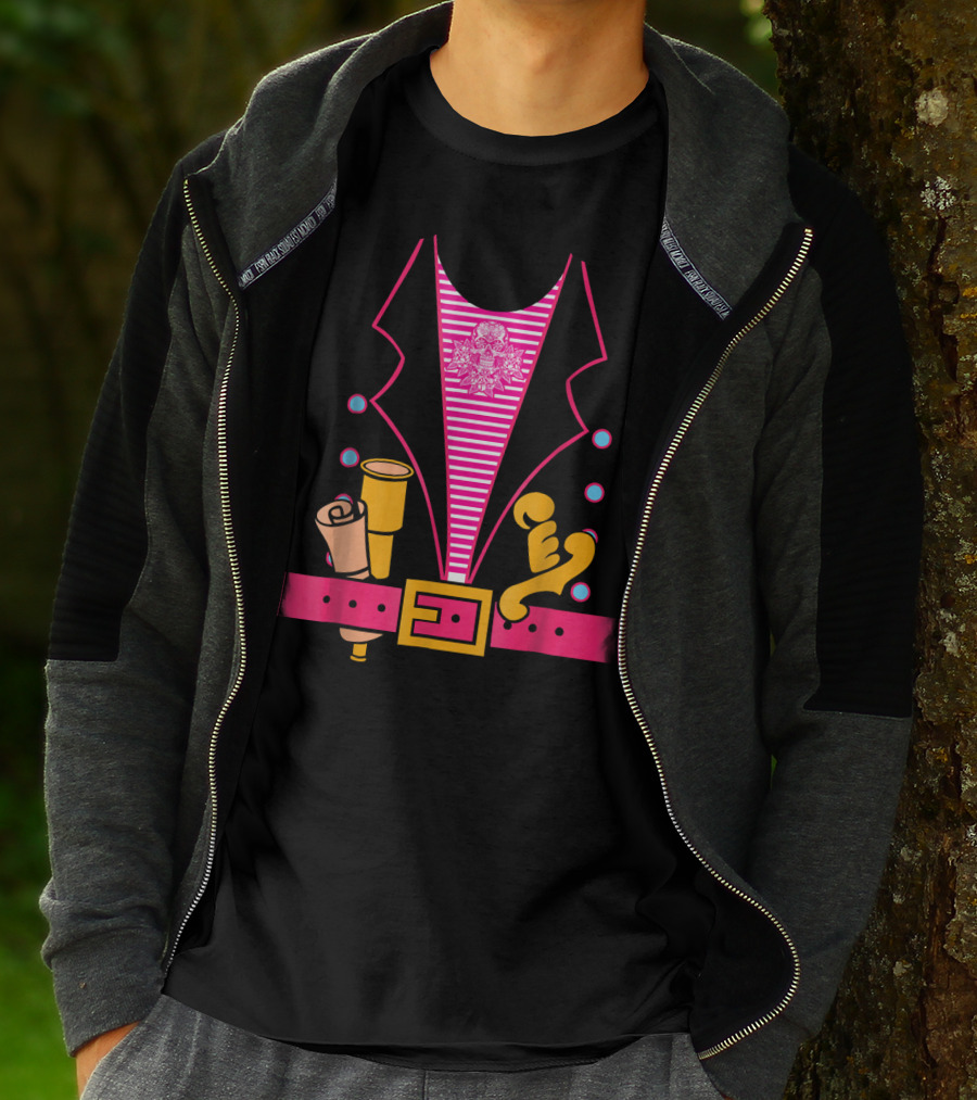 Ladies Pirate Costume Stripes Skulls Sash Spyglass Sword Belt T-Shirt