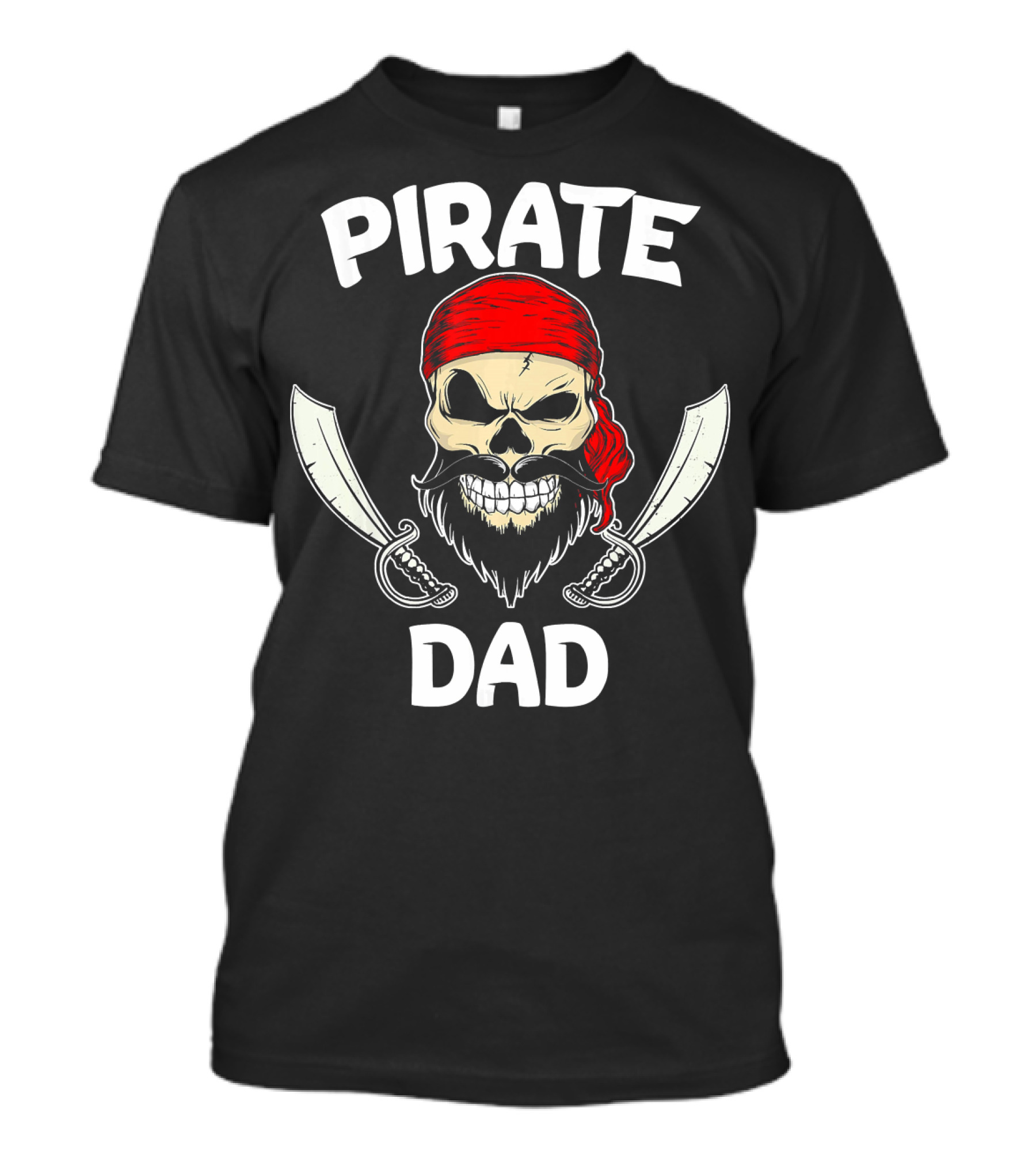 Pirate Dad Skull With Beard And Crossed Swords Halloween T-Shirt