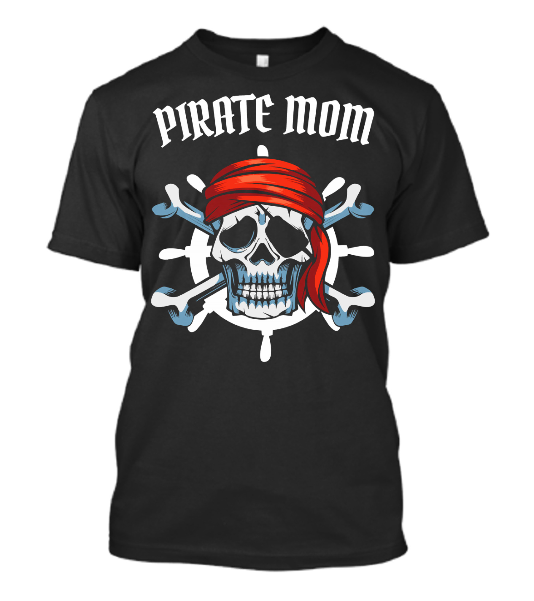 PIRATE MOM Skull Head Crossbones Red Bandana T-Shirt