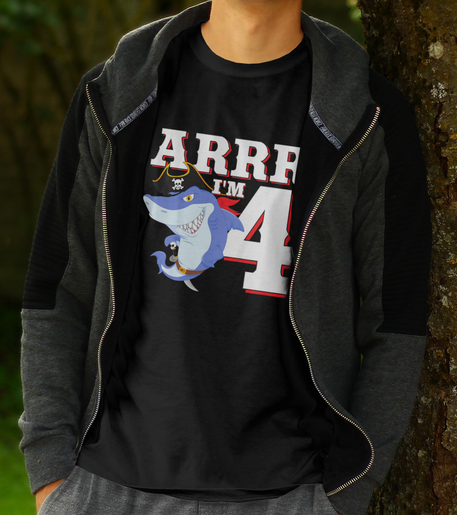 ARRR I'm 4 Kids Pirate Shark Birthday T-Shirt