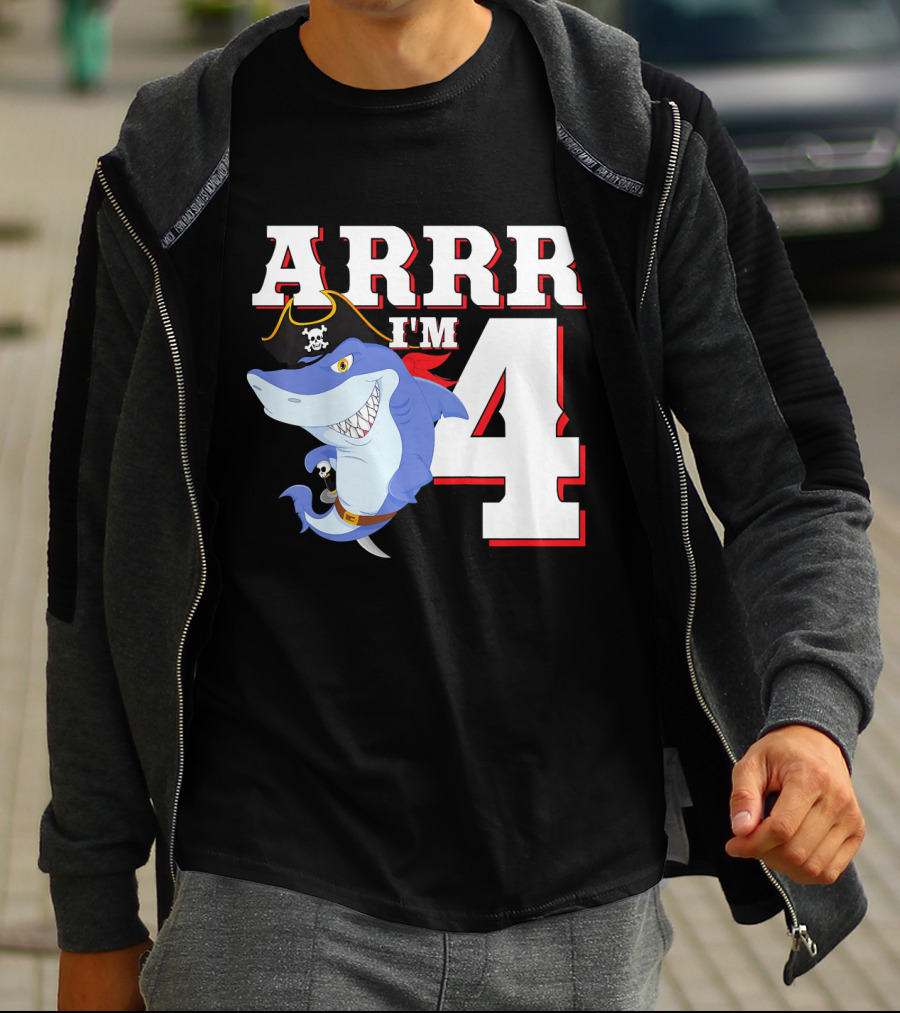 ARRR I'm 4 Kids Pirate Shark Birthday T-Shirt