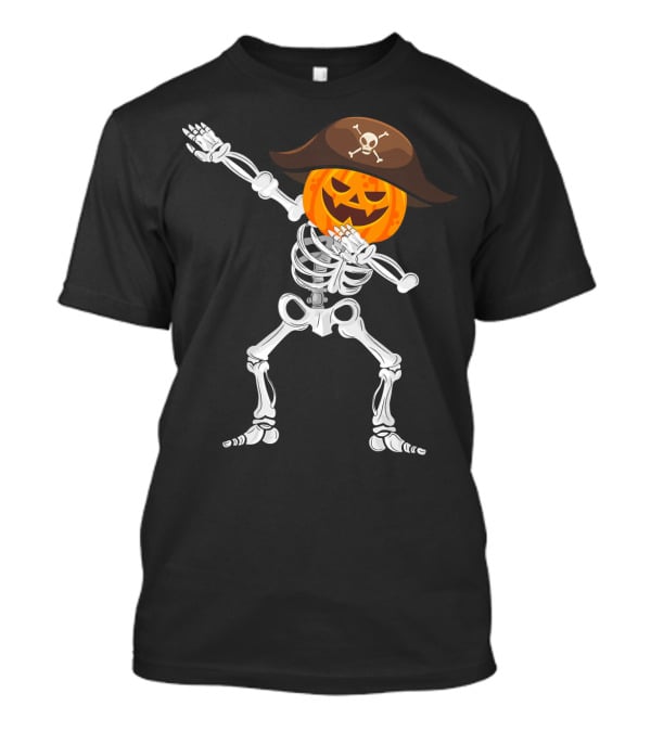 Skeleton Dabbing Pirate Pumpkin Halloween T-Shirt