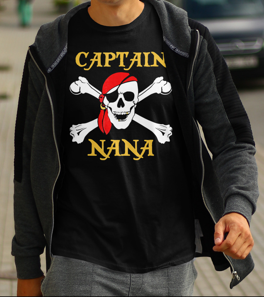 Captain Nana Pirate Skull With Red Bandana T-Shirt