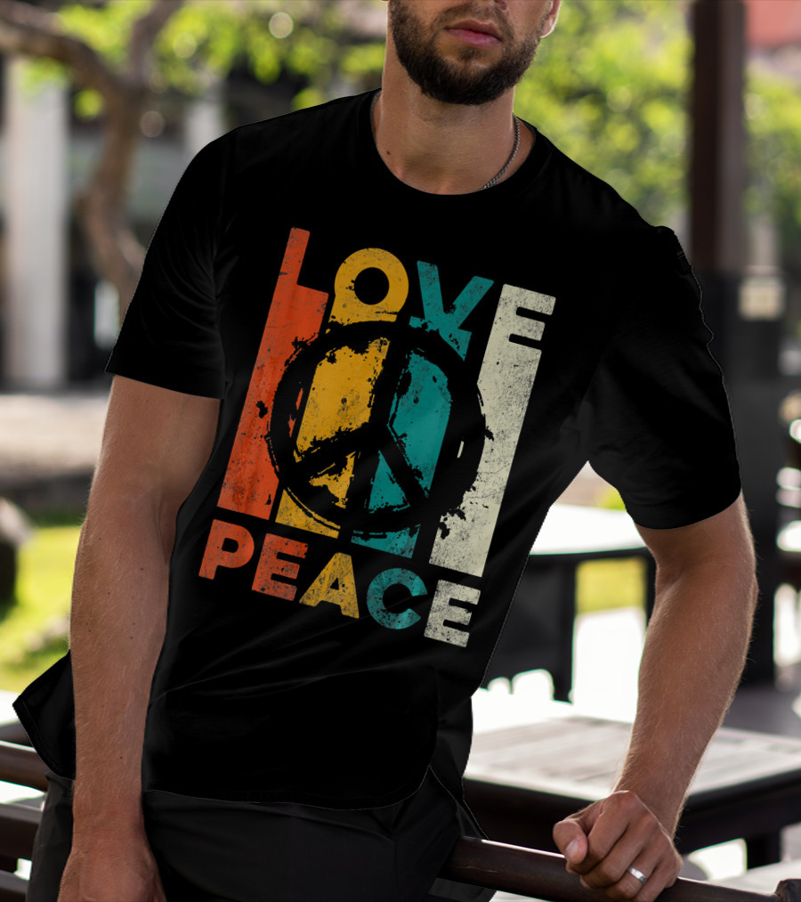 Love Peace Retro 60s 70s Vibe With Tie Dye Peace Sign T-Shirt