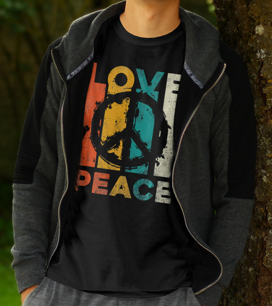 Love Peace Retro 60s 70s Vibe With Tie Dye Peace Sign T-Shirt