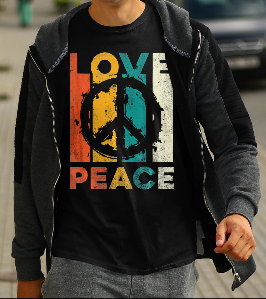 Love Peace Retro 60s 70s Vibe With Tie Dye Peace Sign T-Shirt
