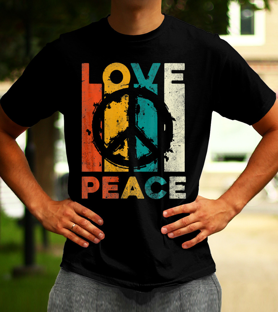 Love Peace Retro 60s 70s Vibe With Tie Dye Peace Sign T-Shirt