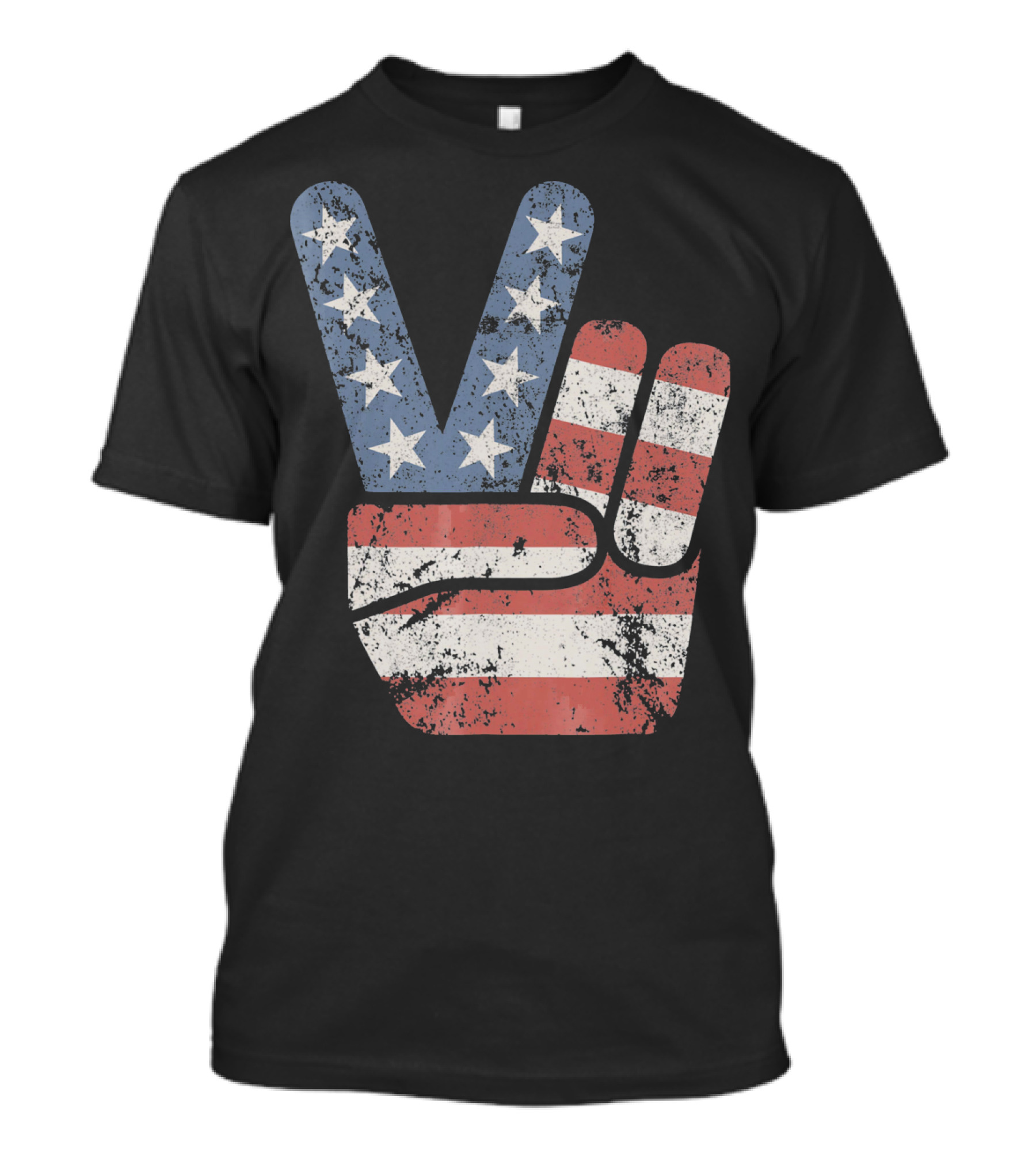 USA Big Peace Hand Sign American Flag T-Shirt