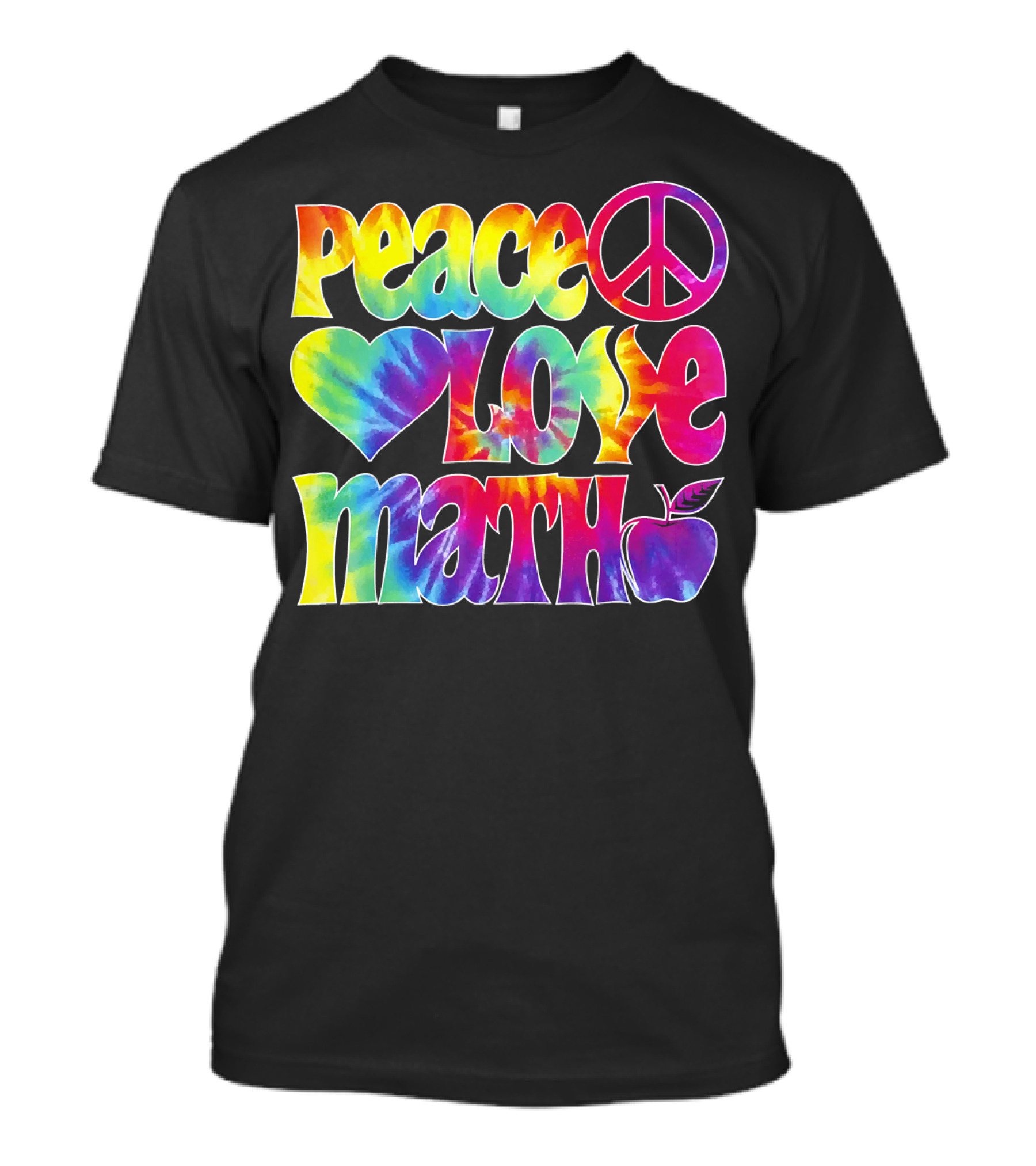 Peace Love Math Teacher Tie-Dye Symbols T-Shirt