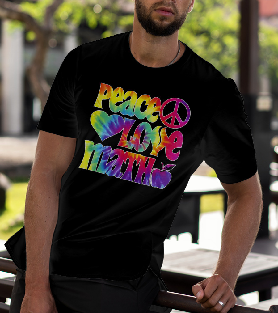 Peace Love Math Teacher Tie-Dye Symbols T-Shirt